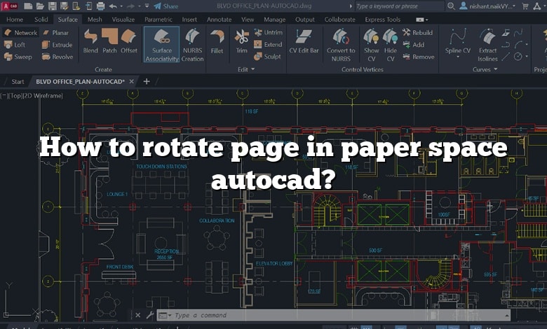 How to rotate page in paper space autocad?