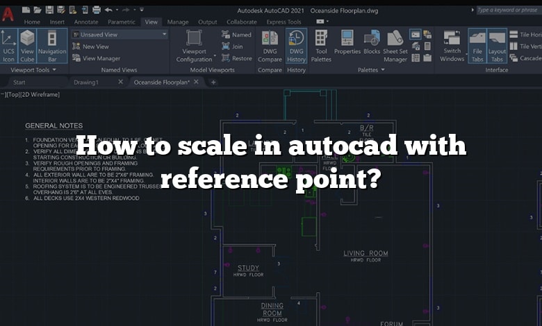 How to scale in autocad with reference point?
