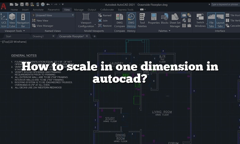 How to scale in one dimension in autocad?