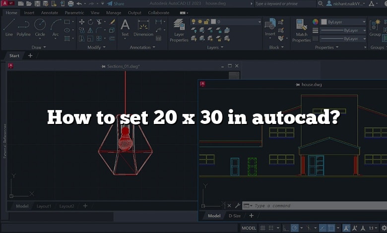 How to set 20 x 30 in autocad?