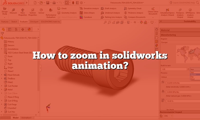 How to zoom in solidworks animation?