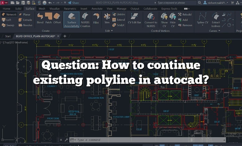 Question: How to continue existing polyline in autocad?