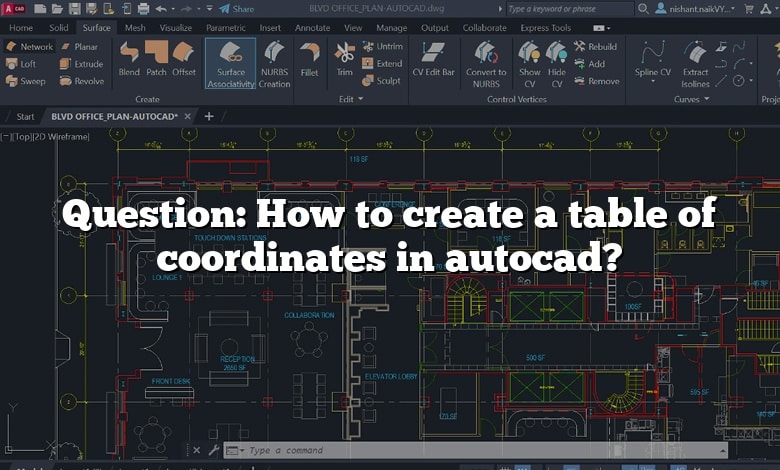 Question: How to create a table of coordinates in autocad?