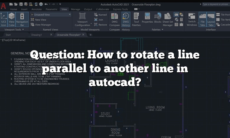 Question: How to rotate a line parallel to another line in autocad?